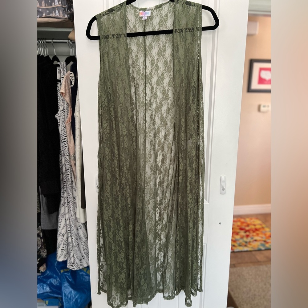 Green lace Lularoe Joy vest